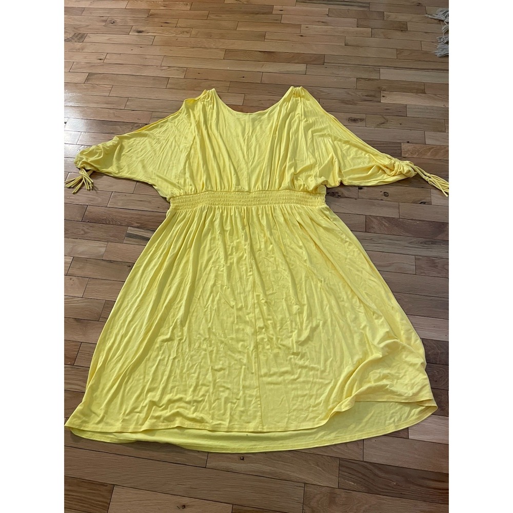 Lane Bryant Yellow Cold Shoulder Elastic Waist‎ Dress Womens 18/20 NWT - Picture 5 of 5